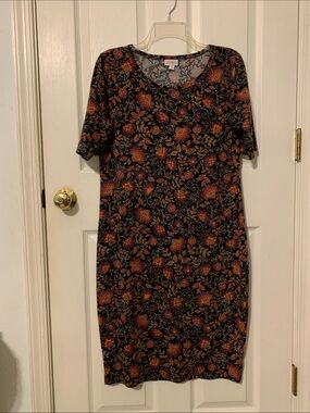 LuLaRoe LLR Julia pattern on pattern floral Midi Dress
